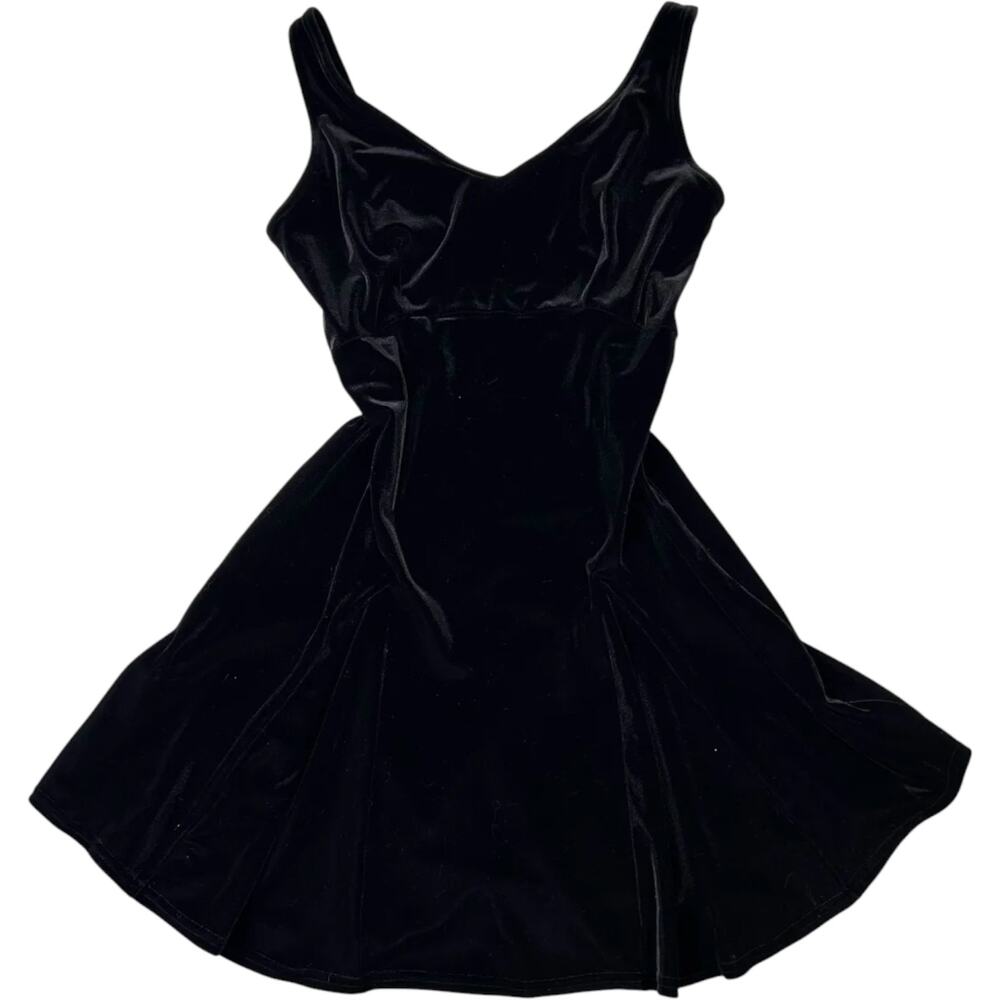 Victoria’s Secret Velvet Slip Dress XS Black Mini Fit Flare Party Y2K Soft Glam